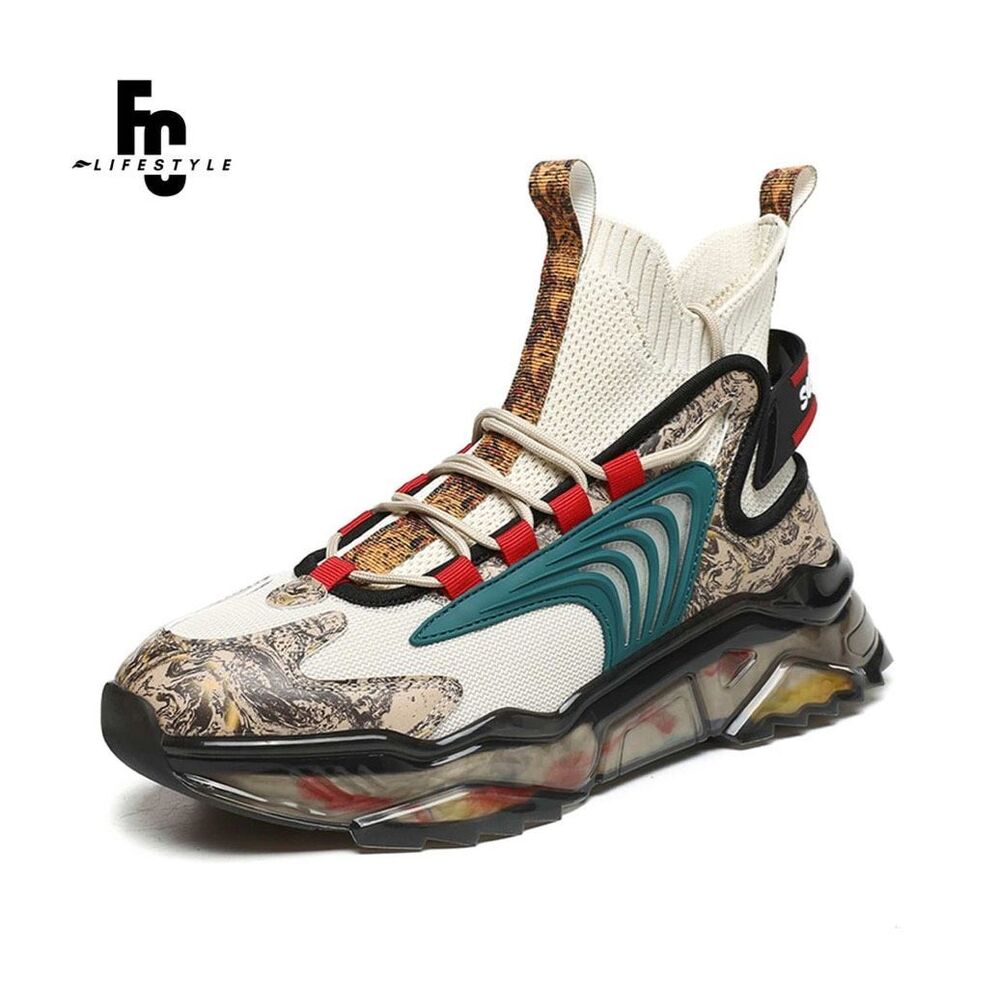 FC Life Style Marble Print Running Shoes Artsy Streetwear Funky Statement Size 8